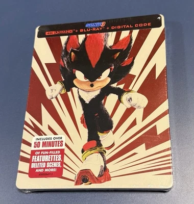 Sonic The Hedgehog 3 Shadow 4K Steelbook 4K UHD Limited Edition USA RARE HTF - Image 1 of 4