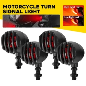 4PC Motorcycle Red Turn Signals Blinker Light Indicator Amber Lamp Universal EXC - Picture 1 of 21