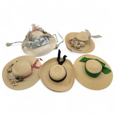 LOTE De Colección de 5 Sombreros Tejidos para Sol Madame Alexander se adapta a Muñeca de 12"-14" - Necesita TLC Foto 1 de 4