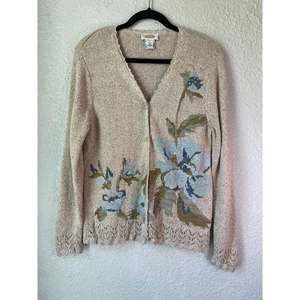 Vintage Talbots Seidenmischung Cottagecore Blumen bestickt Cardigan Pullover Gr. - Bild 1 von 5