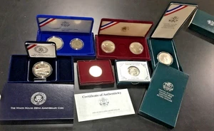 7 COMMEMORATIVE SILVER DOLLAR LOT IKE-USO-WHITE HOUSE-OLYMPIC-STATUE LIBERTY #2 - Picture 1 of 16