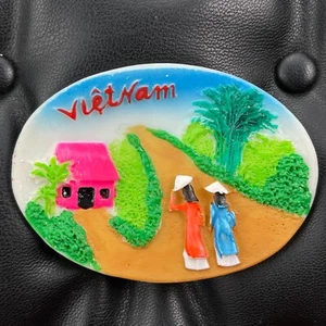 VIETNAM🇻🇳RESIN FRIDGE MAGNET✅TRADITIONAL VILLAGE LANDSCAPE TRAVEL SOUVENIR🎗 - Picture 1 of 3
