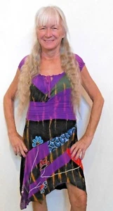 Rising International NEPAL Damen MEHRFARBIG Flower Power Handarbeit TUNIKAKLEID - Bild 1 von 2
