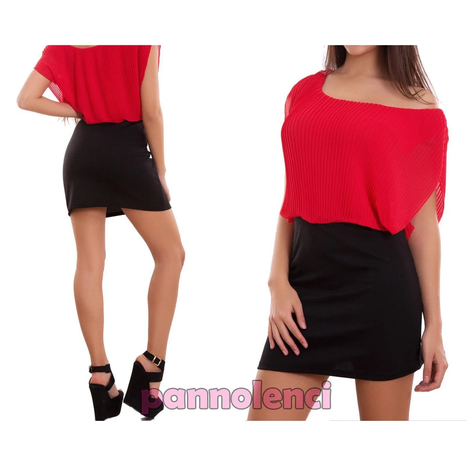 Vestido Mujer Minivestido Traje Corto Plisado Transparente Manga Nuevo CJ-2136 - Imagen 1 de 1