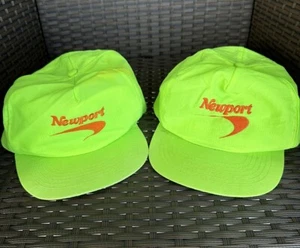 Vintage 80s NEWPORT NEON NYLON SNAPBACK HAT cigarette Lot Of 2 New Please Read!! - Picture 1 of 11