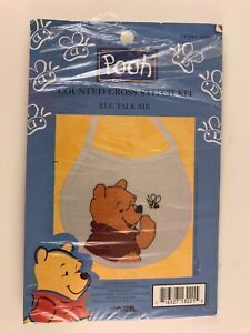 Winnie the Pooh Bear~Bee Talk~White Baby Bib~Counted Cross Stitch Kit 11322~NOP