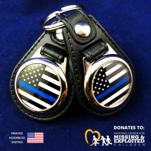 Thin Blue Line American Flag Live PD Key Fob Key Ring Keychain (2-Pack) - Picture 1 of 3
