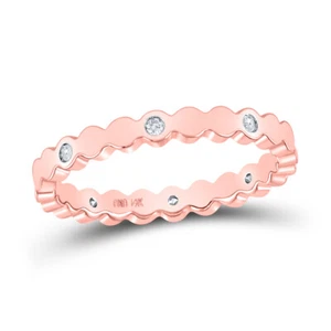 Anello a fascia da donna in oro rosa 14 kt con diamanti tondi incastonati a macchina 1/12 cttw - Foto 1 di 1