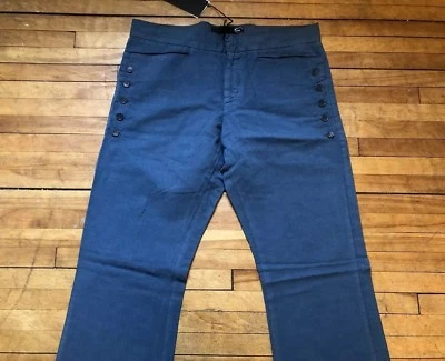 JUST CAVALLI CASUAL COTTON LINEN BLUE SAILOR CASUAL PANTS S 30 46 ITALIAN - Image 1 of 4