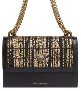 Borsa a tracolla KURT GEIGER LONDON Shoreditch Eagle in pelle nera nuova con etichette - Foto 1 di 11