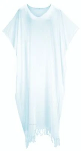 BeautyBatik White Women Caftan Kaftan Loungewear Maxi Plus Size Long Dress 3X - Picture 1 of 2