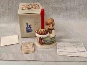 GOEBEL HUMMEL Germany "Birthday Cake" Porcelain Figurine TMK6 w/ Candle In Box - Picture 1 of 13