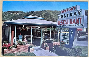 Postal de colección de restaurante de vacaciones Gatlinburg Tennessee Benton’s c1950 - Imagen 1 de 2