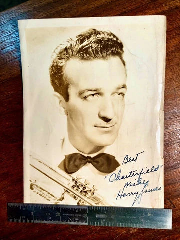 Big Band Harry James Autograph with MISTAKE: Misspells his Sponsor's name Cover