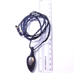 Collar cadena cuerda colgante macramé piedras preciosas oro apache joyería 52 quilates ME-N46 - Imagen 1 de 4