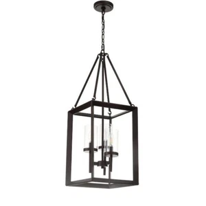 JONATHAN Y Anna 12 in. 3-Light Oil Rubbed Bronze Metal/Glass LED Pendant - Picture 1 of 1