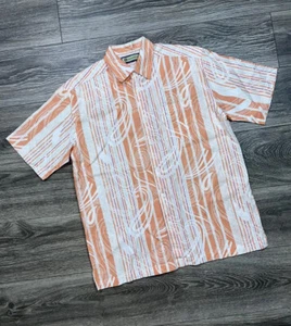 Havanera Linen Cotton Button Short Sleeve Camp Shirt Paisley Stripe New Mens M - Picture 1 of 7