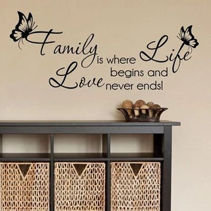 Wall stickers family love begins and never ends Art Vinyl Decor Home Kids decal - Picture 1 of 1