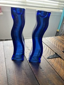 Art Studio Blau Kobalt Glas Paar Kerzenleuchter �� - Bild 1 von 5