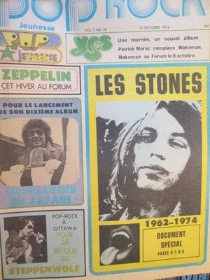 Pop Rock Jeunesse 12 Octobre 1974-Rolling Stones/Steppenwolf/Charlebois/Yes - Image 1 of 4