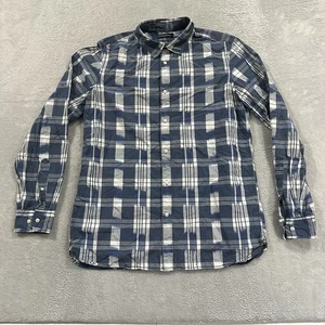 Camisa de vestir Banana Republic con botones para hombre L alta a cuadros calce camden azul blanco preppy - Imagen 1 de 7