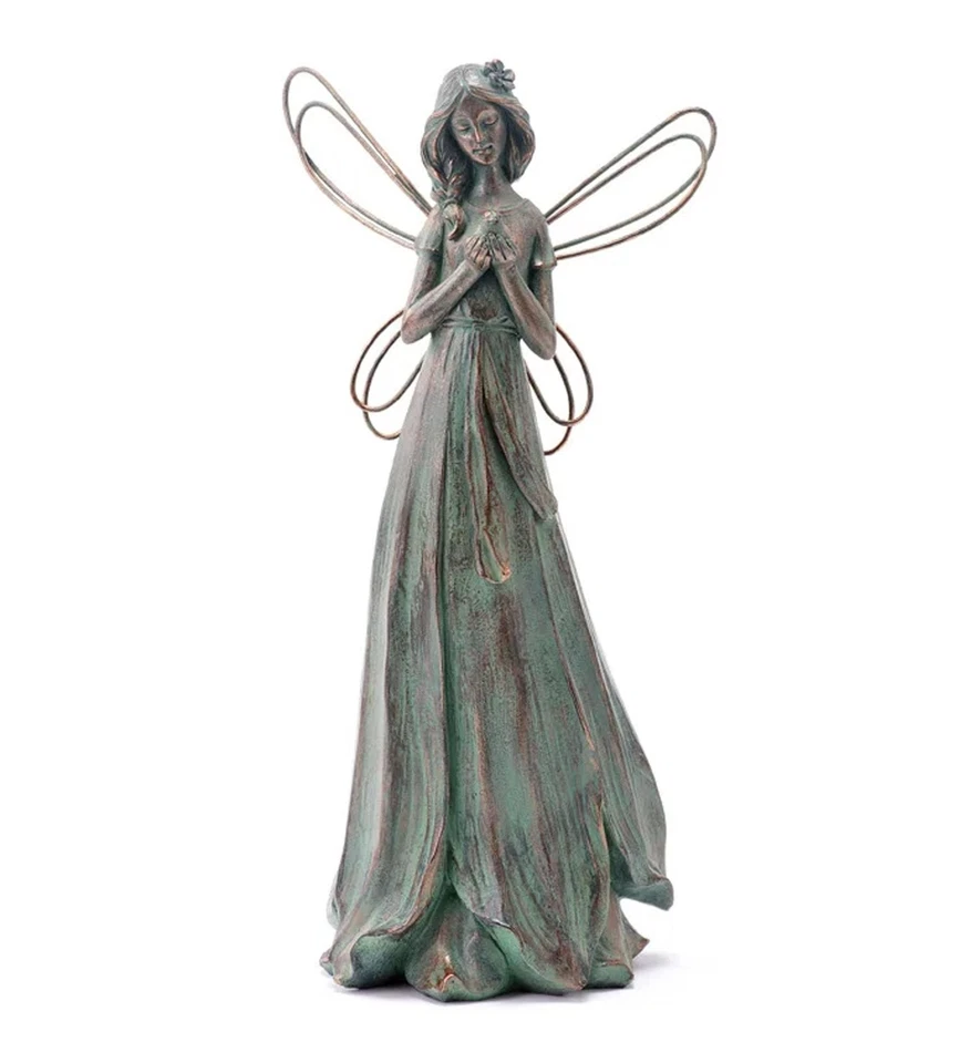 Napco Angel Holding Bird Faith alas abiertas 11 x 5 x 3 pulgadas azul y bronce R... Foto 1 de 1