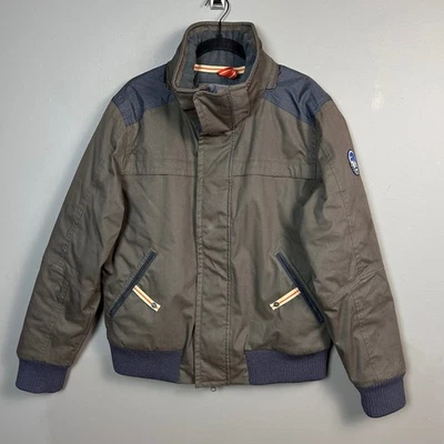 Lands End BomberJacket Coat Mens Medium Canvas Brown Quilted Down Vintage Heavy - Image 1 of 4