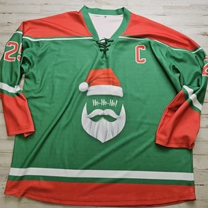 Christmas Santa St. Nick #25 Holiday Hockey Jersey Ugly Sweater Party Men's 4XL - Picture 1 of 5