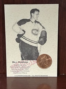 Bill Durnan REJECTED Authenticated Ink 1967 Uncirculated Canadian 1 Cent Card - Bild 1 von 7