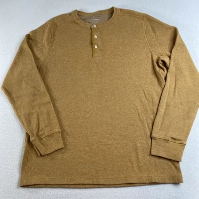 LL Bean Vintage Tejido Suave Henley LT Grande Alto Térmico Ligero Ajustado Mostaza Foto 1 de 4