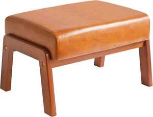 IBUYKE 10.2” H Small Foot Stool Ottoman, Rectangle PU Faux Leather Foot Rest wit - Picture 1 of 3