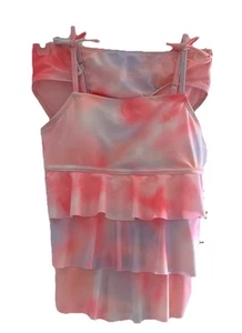 NEW JUSTICE Girls Swimsuit 2 Piece Tankini Bathing Suit Size Large 12/14 L Pink - Picture 1 of 10