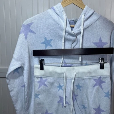 Fate Y2K Star Sudadera con Capucha Azul Púrpura Dobladillo Envejecido Pullover Sudadera Pantalones Cortos Conjunto S Foto 1 de 4