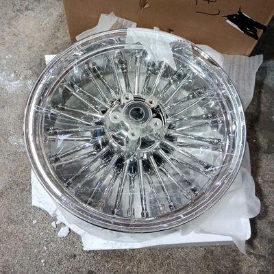 Chrome Fat Spoke Rear Wheel 16x5.5 for Harley Touring Street Road Glide 2009-UP - Изображение 1 из 4