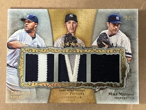 2013 Topps Fünf Sterne CC SABATHIA/ANDY PETTITTE/MIKE MUSSINA Triple Patch 3/5 NYY - Bild 1 von 6