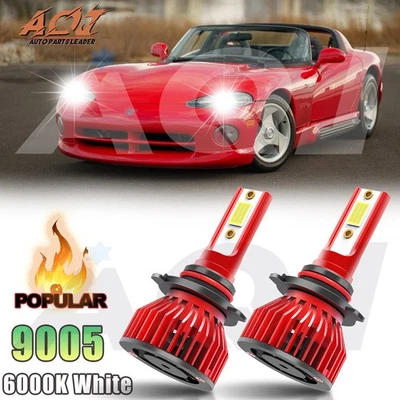 For Dodge Viper 1992-2000 2X 9005 LED Headlight High Bulbs Kit Bright White Foto 1 de 4