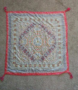 Johnny Was Bufanda Mujer Talla Única Gris Rojo Boho Cuadrado Borla Envoltura Multicolor - Imagen 1 de 16