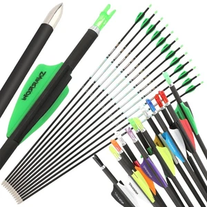 32" 24T Pure Carbon Arrows 001" SP300-1000 ID4.2mm Recurve Bow Shooting Hunting - Picture 1 of 29