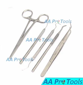 5 Pcs Dental Examination Pro Set Explorer 23/17A Probe 9 London Tweezers - Picture 1 of 3