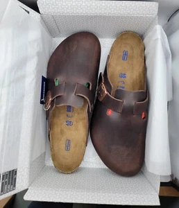 Birkenstock Boston Bs Habana Color Waxy Leather Soft Footbed Regular Wide - Picture 1 of 13