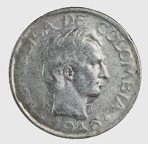 1946 (m) COLOMBIA REPUBLIC - VEINTE (20) CENTAVOS - SILVER COIN KM# 208.3 - Picture 1 of 8