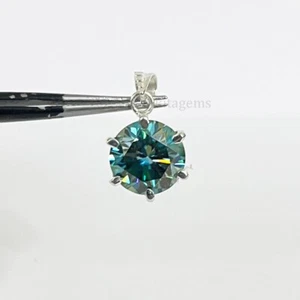 6 KT Blu Creato IN Laboratorio Diamante Ciondolo Ottimi Splendere Certificato! - Foto 1 di 7