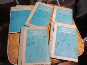 Lot 5 Vtg Simplicity Mail Order 70s Sewing Pattern uncut Folded New sz 12 - Picture 1 of 11
