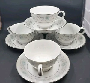 Fine China of Japan "ENGLISH GARDEN" #1221 ~ Set of 4 ~ Cups & Saucers ~ 2 1/4" - Picture 1 of 24