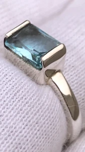 Genuine Aquamarine Ring Sterling Silver | Gemstone | Jewellery | Handmade Ref-1 - Picture 1 of 8