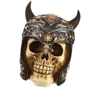 Devil Viking Skull Head Figurine Ornament Skeleton Bone Steampunk Gothic Art - Picture 1 of 8