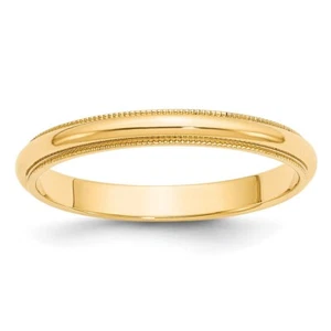 14K Yellow Gold 3mm Milgrain Half-Round Wedding Band Ring - Picture 1 of 6