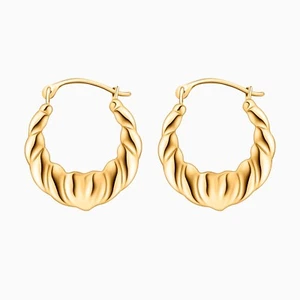 Pori Jewelry 10K Gold Oval Heart Hoop Earrings For Women - Picture 1 of 6