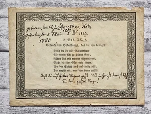 1883 Gedenke Sabathtags Dorothea Kotz Religion Dokument Papier alt Handschrift - Bild 1 von 2