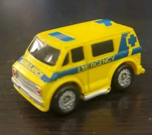 Vintage Galoob Micro Machines Yellow & Blue Ambulance Chevrolet Van Emergency - Picture 1 of 4